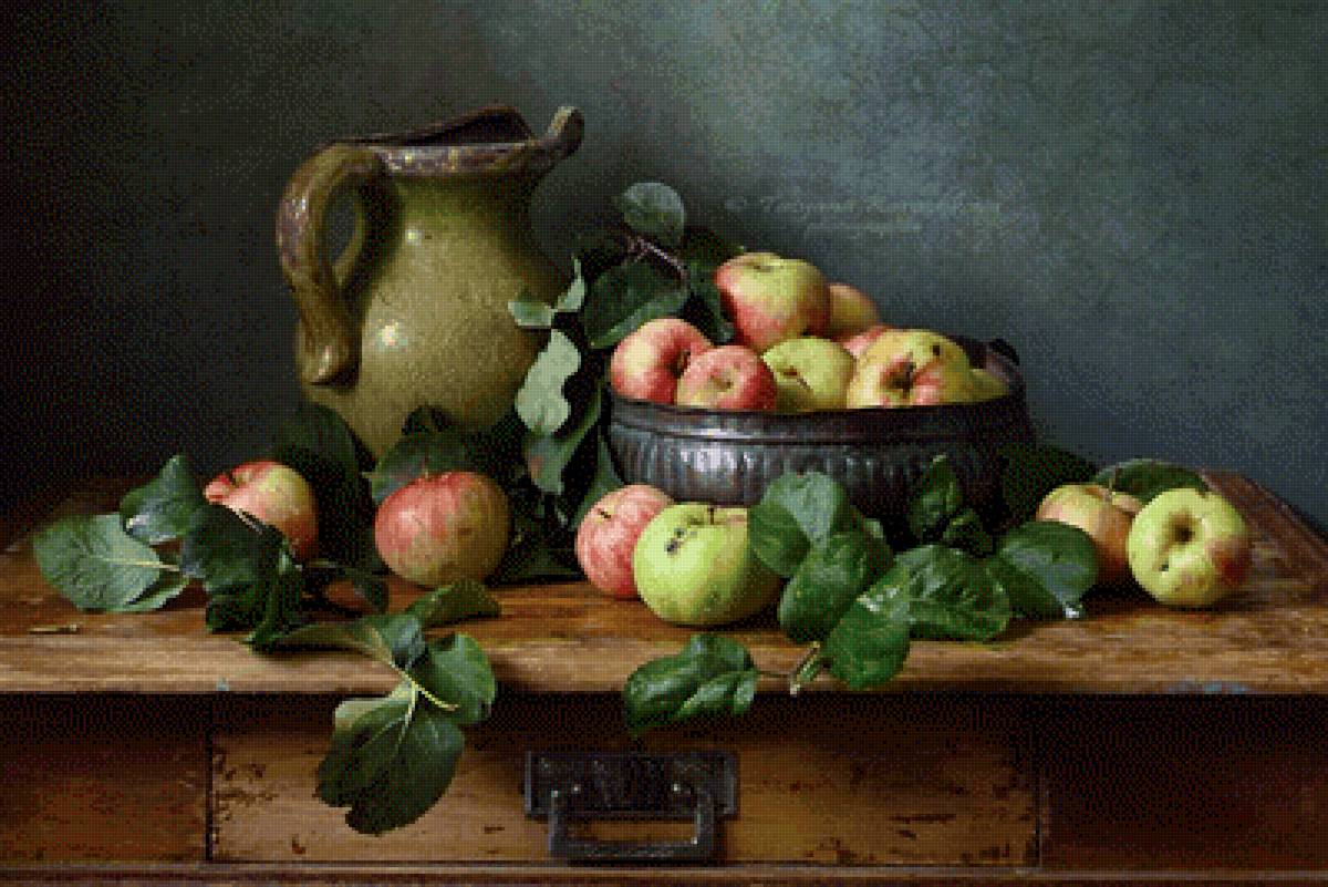 Яблоки - натюрморт, кувшин, яблоки - предпросмотр