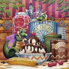 Схема вышивки «DRAGONES CON HELADOS»