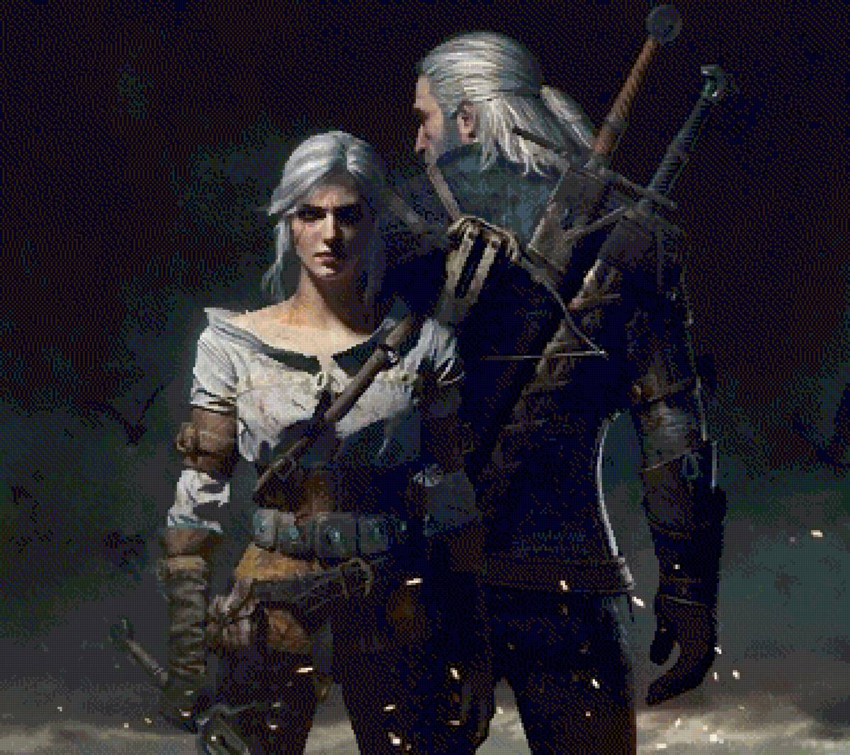 Geralt and Ciri 2 big size - witcher geralt ciri dmc - предпросмотр
