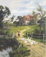 Схема вышивки «деревенский пейзаж»