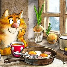 Схема вышивки «Доброе утро. Кот»