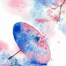 Схема вышивки «Зонтик и сакура»