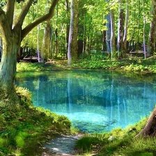 Схема вышивки «Озеро в лесу»