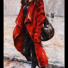 Схема вышивки «Девушка в красном»