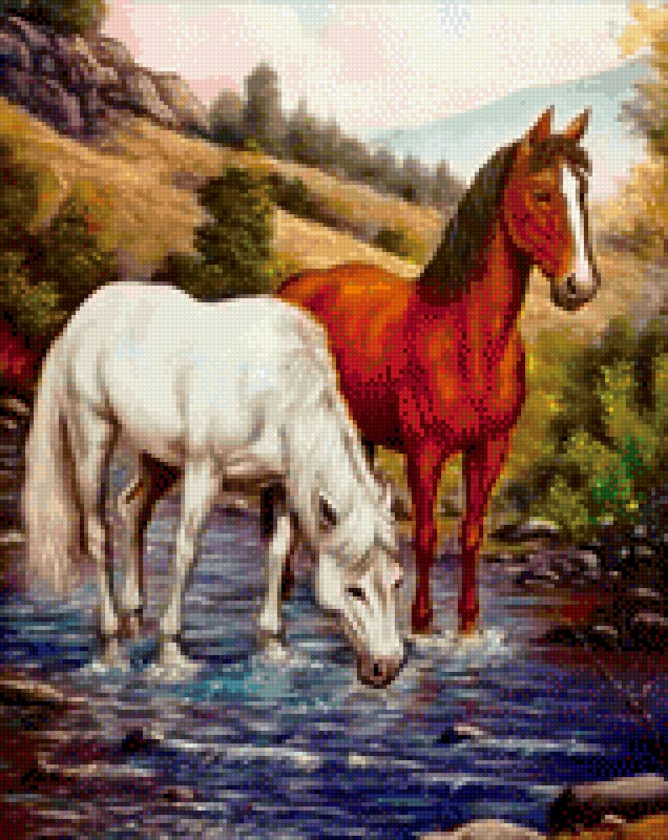 Пара лошадей - пала. лошадь. животные - предпросмотр