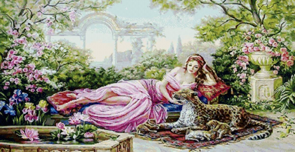 №2565500 - девушка, леопард, пейзаж - предпросмотр