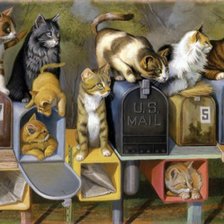 Схема вышивки «Пушистые почтальоны»