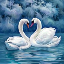 Схема вышивки «Пара лебедей»