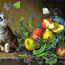 Схема вышивки «Натюрморт с котиком. Худ. Яна Мовчан.»