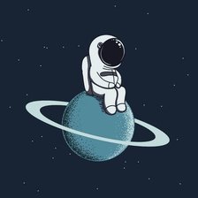 Схема вышивки «космонавт на планете»