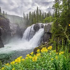 Схема вышивки «Озеро Виви. Водопад»