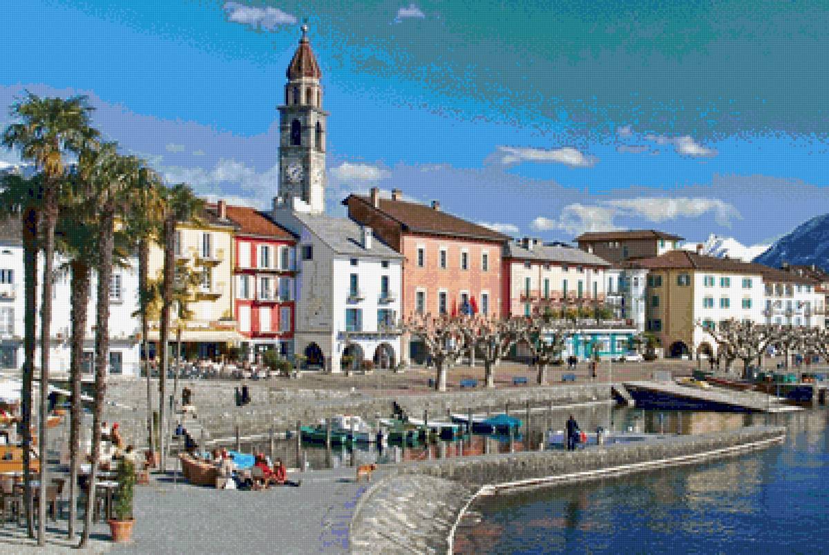 Город Швейцарии - пейзаж, набережная, город, швейцария - предпросмотр