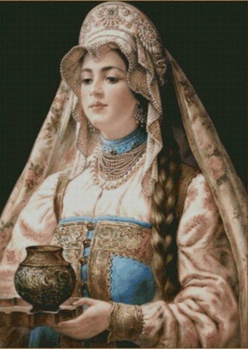 Боярышня - люди, наряд, картина, живопись, девушка - предпросмотр