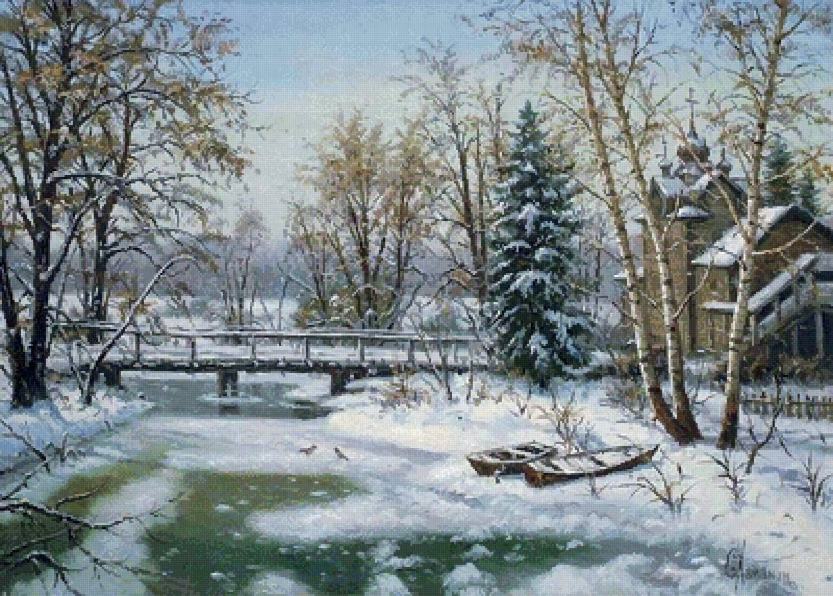 Сергей Хананин. Зимний пейзаж. - зима, сергей хананин, русские, русский, пейзаж - предпросмотр
