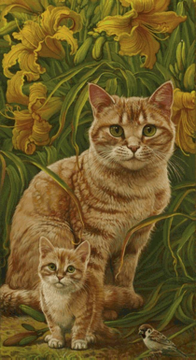 Кошка с котенком - кошка, котенок, животные - предпросмотр