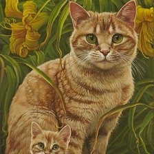 Схема вышивки «Кошка с котенком»