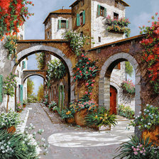 Схема вышивки «Цветущая улочка»