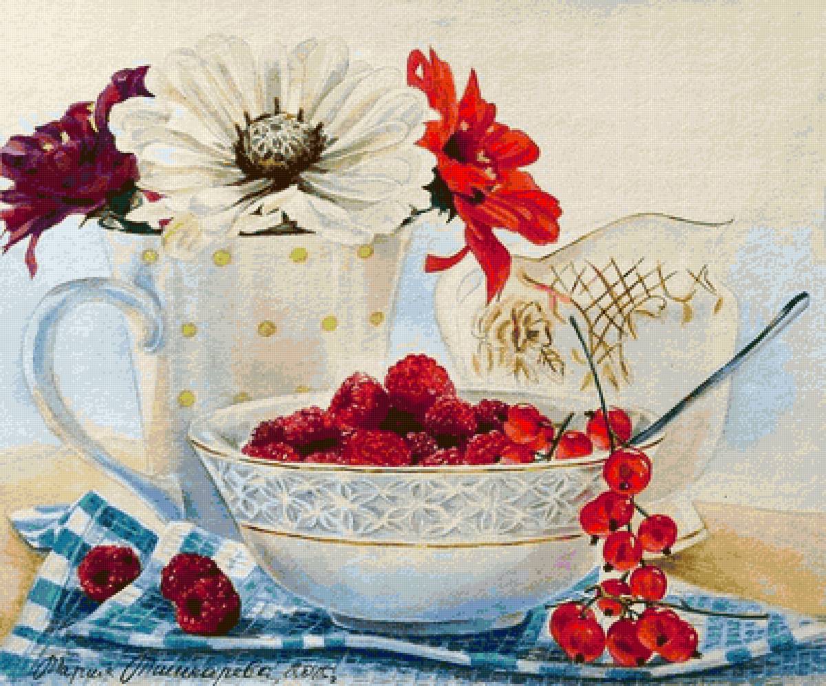 Мария Мишкарёва - натюрморт, цветы, ягоды - предпросмотр