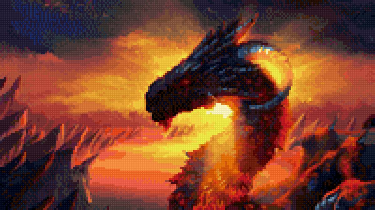 Золотой дракон - лава, огонь, дракон - предпросмотр