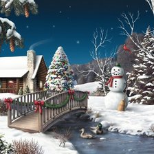 Схема вышивки «Зимний домик»