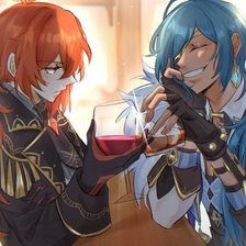 Схема вышивки «Дилюк и Кэйа»