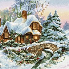 Схема вышивки «зимний пейзаж»