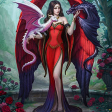 Схема вышивки «Девушка с драконами»