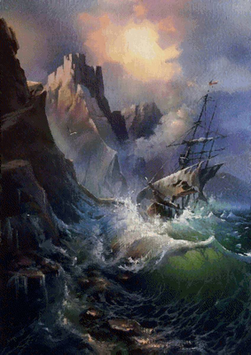 Шторм - корабль, море - предпросмотр