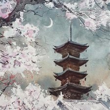 Схема вышивки «Китай, пагода»