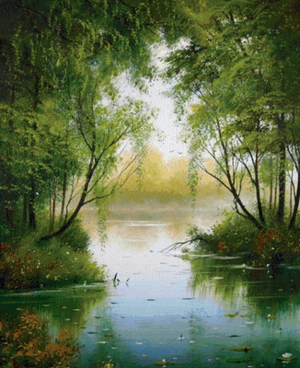 Укромное место - живопись, пейзаж - предпросмотр