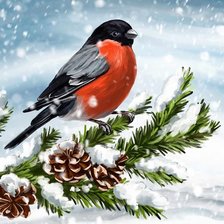 Схема вышивки «Снегирь»