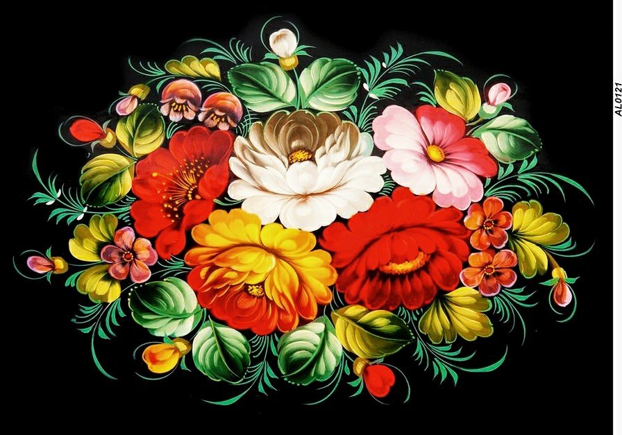 №2580298 - жостовская роспись, цветы - оригинал