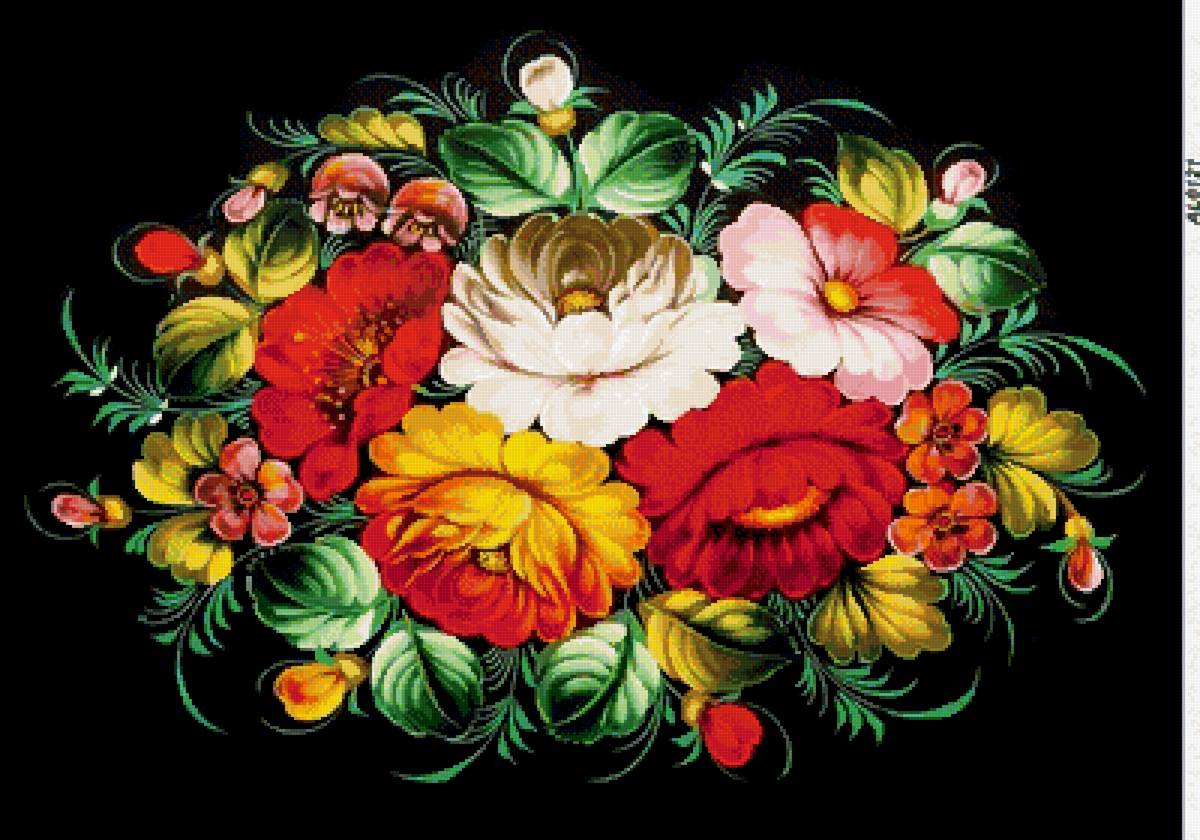 №2580298 - жостовская роспись, цветы - предпросмотр