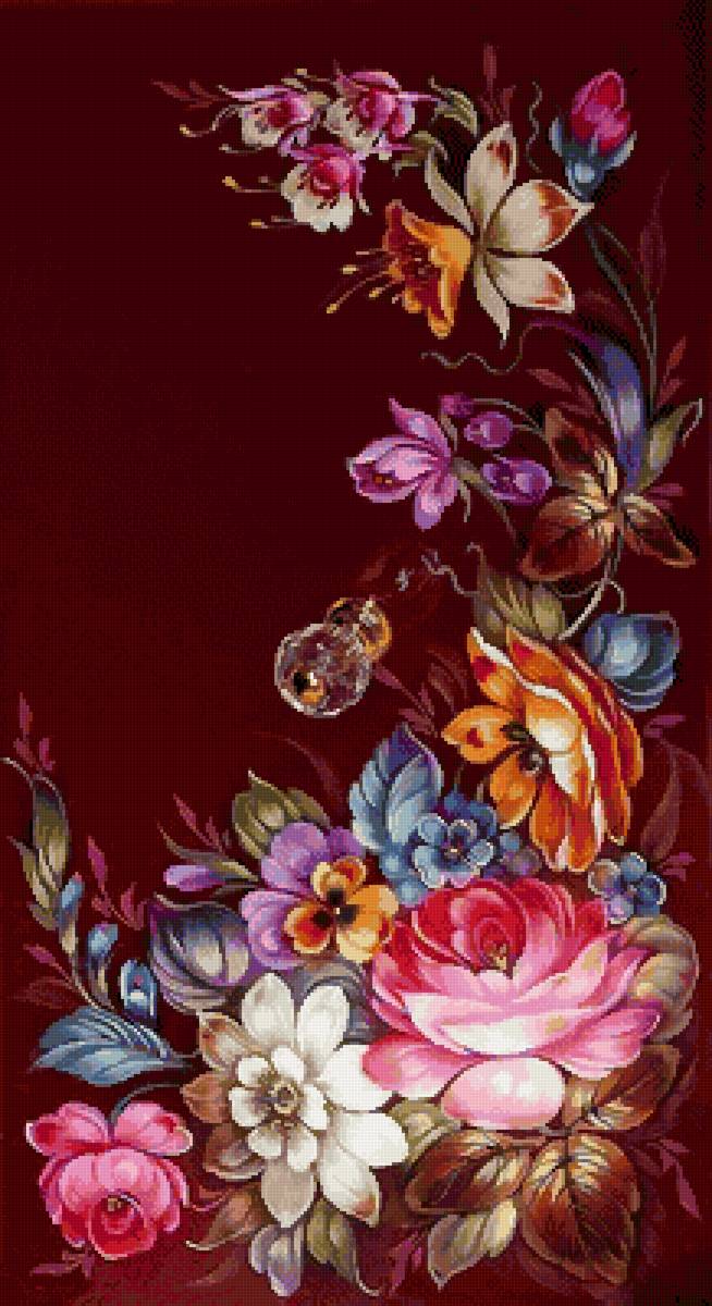 №2580316 - жостовская роспись, цветы - предпросмотр