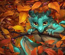 Схема вышивки «дракончик в лестве»