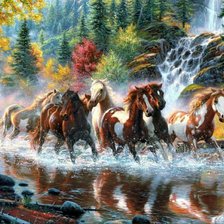 Схема вышивки «Кони»