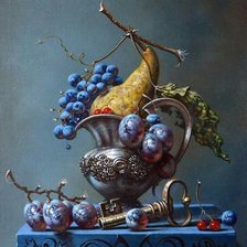 Схема вышивки «Натюрморт с фруктами и ключом»