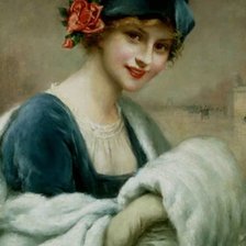 Схема вышивки «Девушка с муфтой»