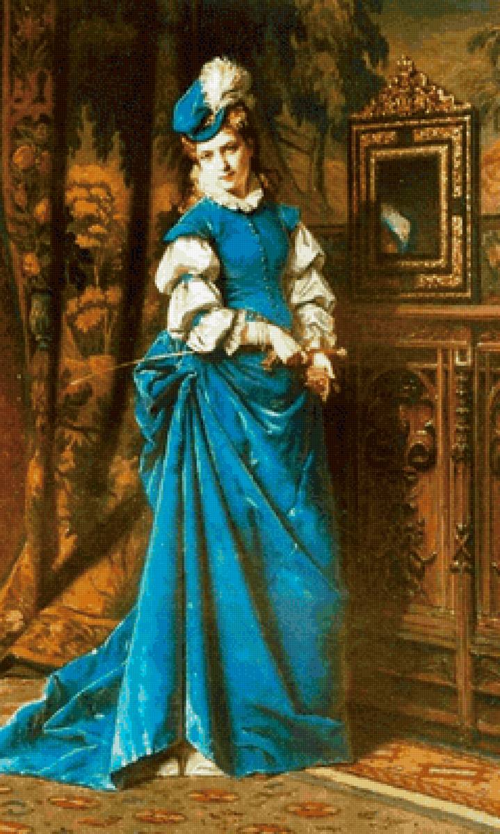 Девушка в голубом - девушка, живопись, люди, картина - предпросмотр