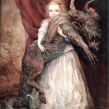 Схема вышивки «девочка с чудовище»