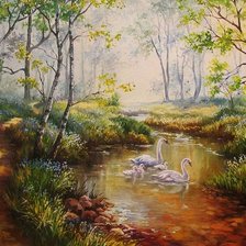 Схема вышивки «Лебеди»