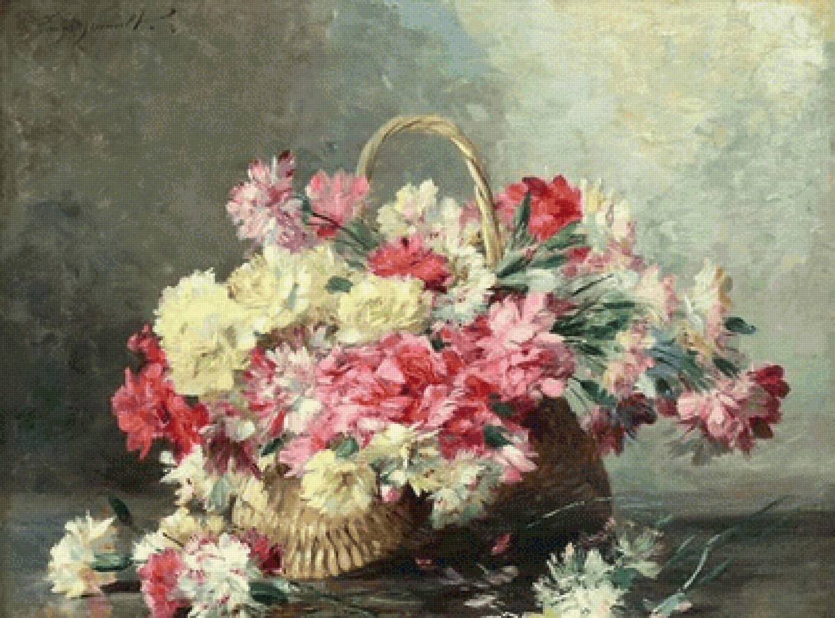 цветы - корзина, гвоздики, сад, цветы, осень - предпросмотр