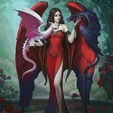 Схема вышивки «девушка с драконами»