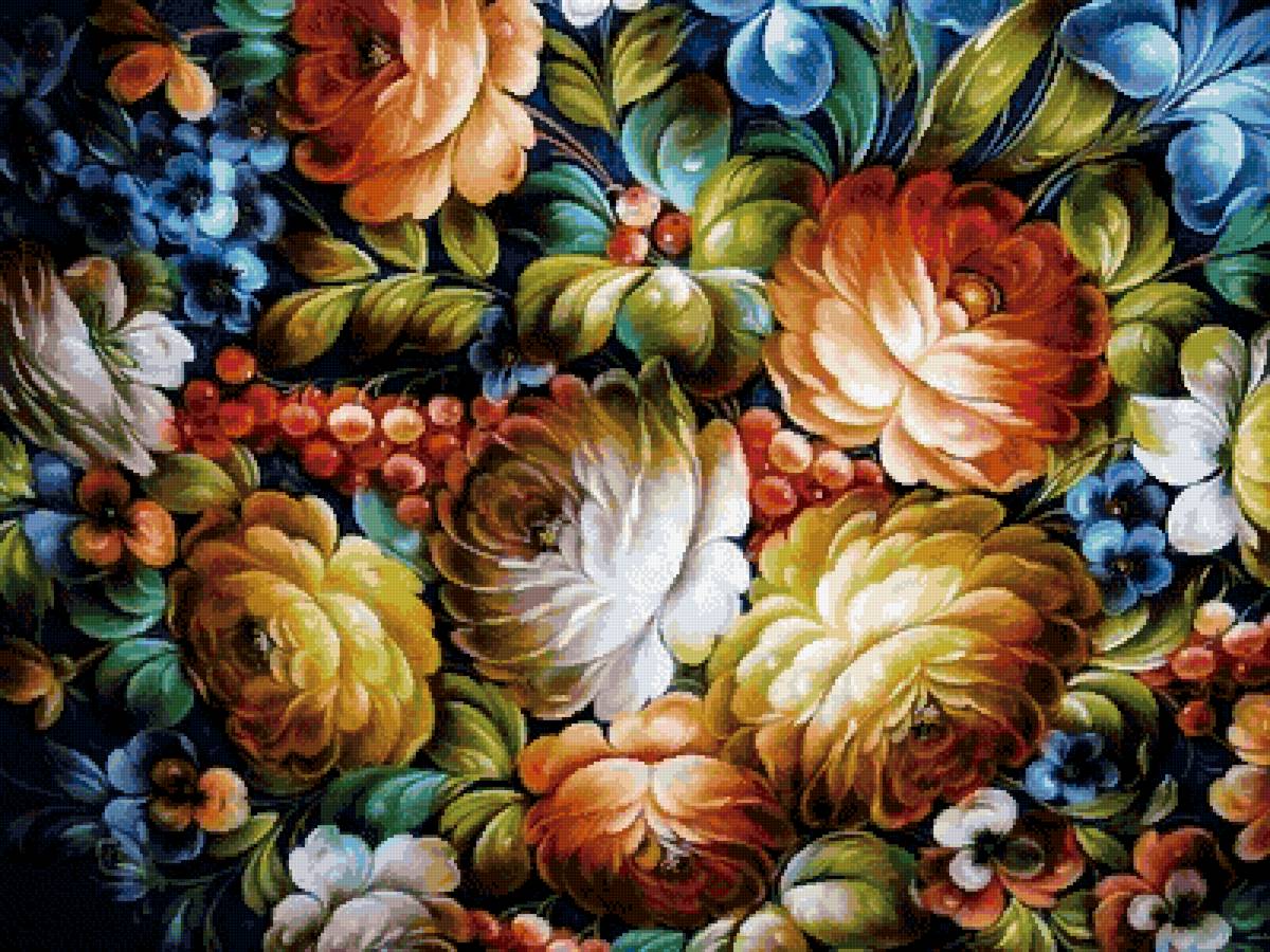 №2585012 - жостовская роспись, цветы - предпросмотр