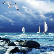 Схема вышивки «Белые парусники»