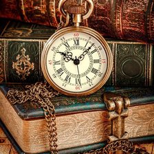 Схема вышивки «часы, книги, пнк»