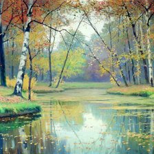 Схема вышивки «осень лес у реки»