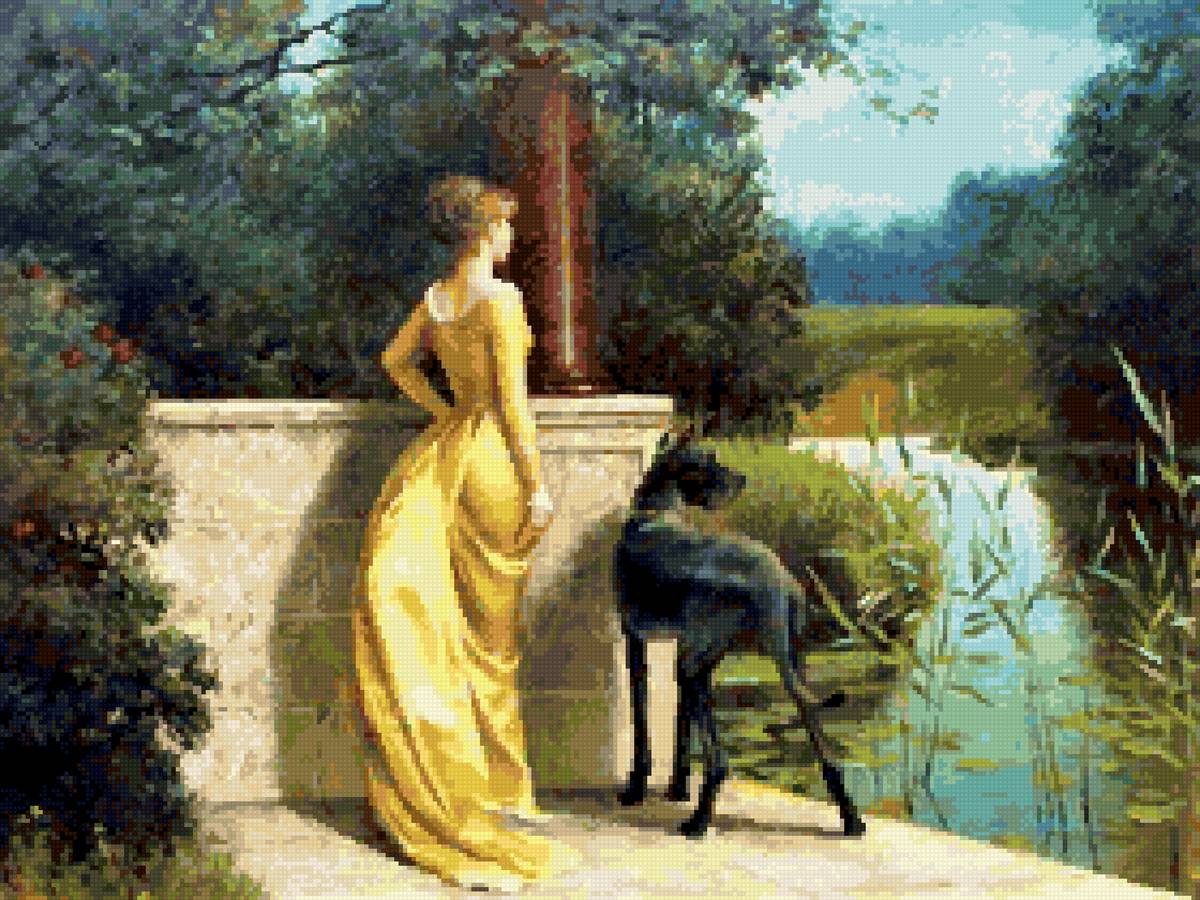 девушка и дог - девушка - предпросмотр