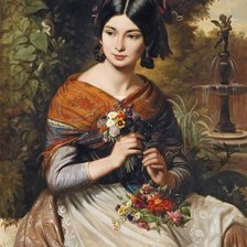 Схема вышивки «Дама у фонтана»