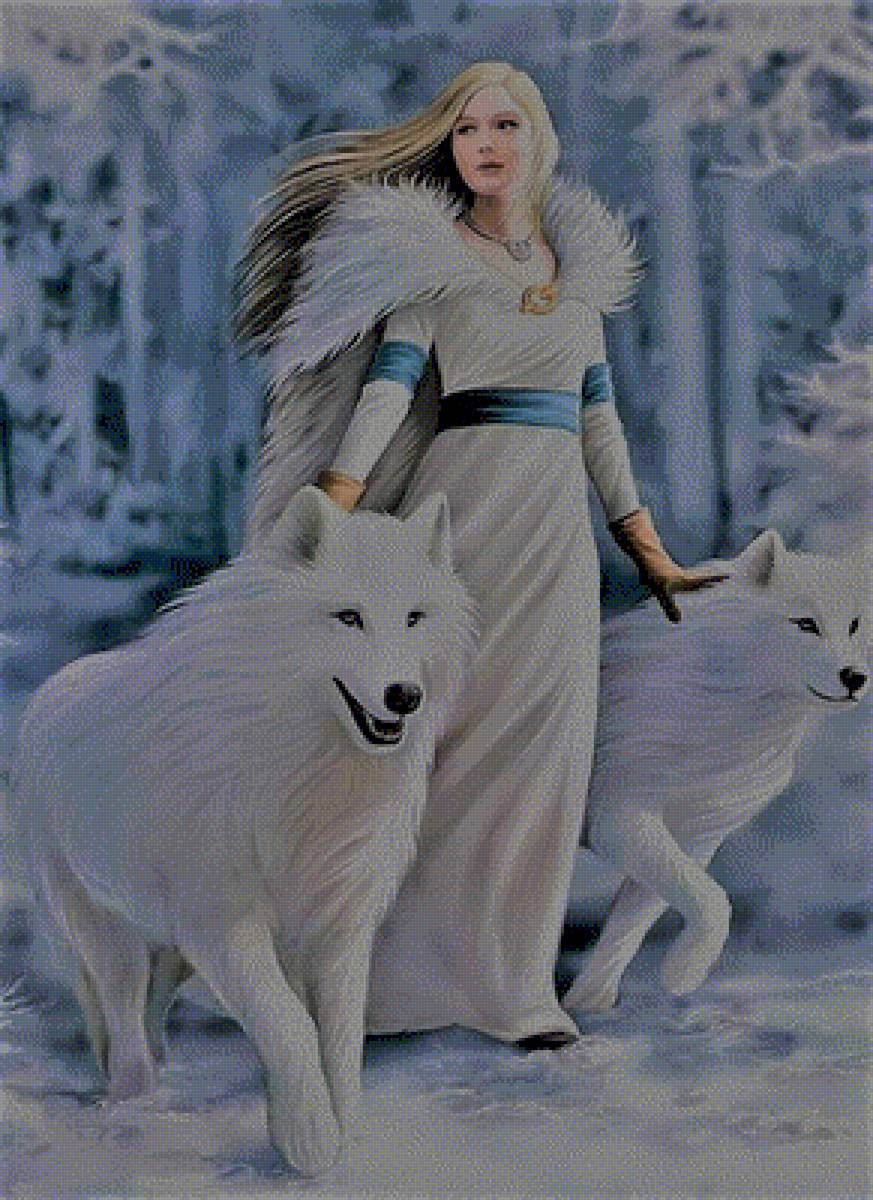 Mujer con Husky - предпросмотр